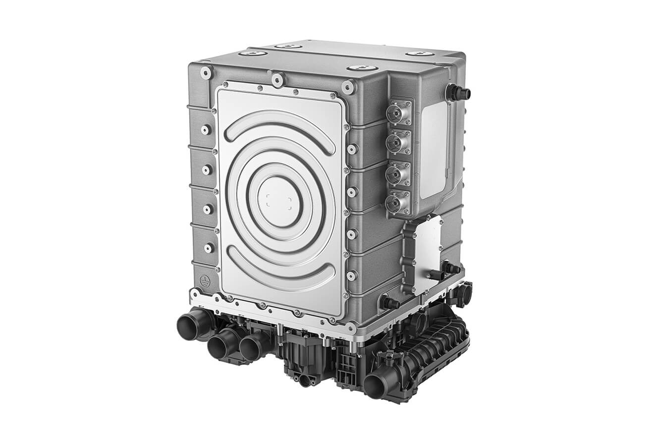 PEMFC-Stackmodul NM12 Twin (598 Zellen, 205 kWel) für Anwendungen mit hohem Leistungsbedarf (>150 kW) im Schwerlastverkehr, Bahnsektor und Marinebereich.